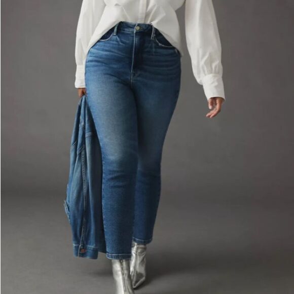 Nwt Anthropologie good American good waist crop blue jeans - Picture 1 of 7